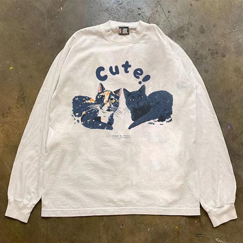 Vintage Cute Cats Long Sleeve T-Shirt