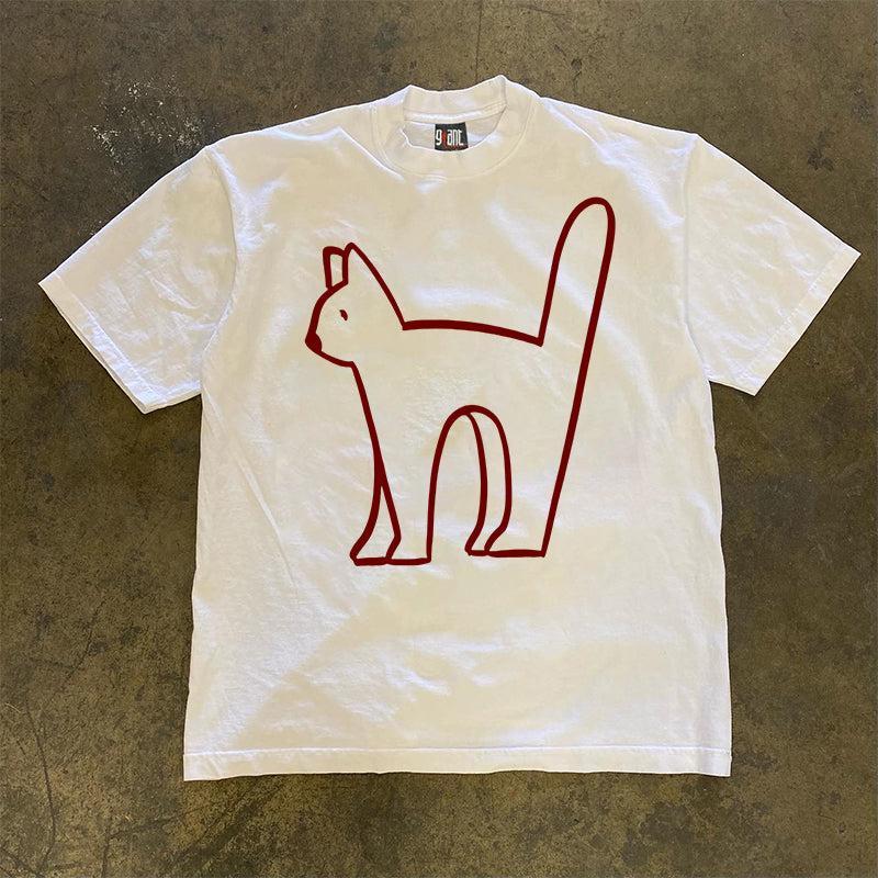 Vintage Outline Cat T-Shirt