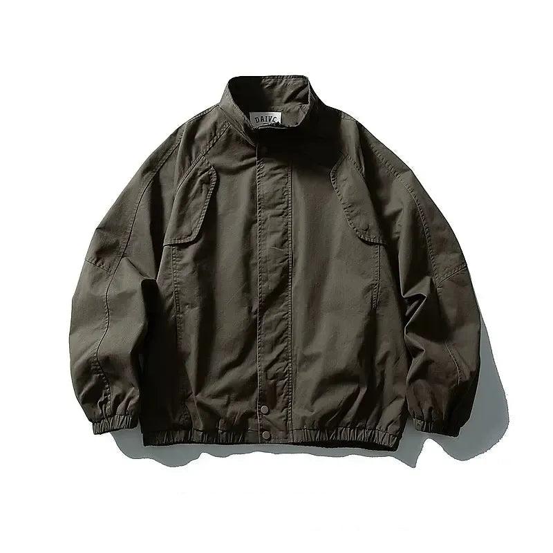 Stand Collar Zip & Button Jacket