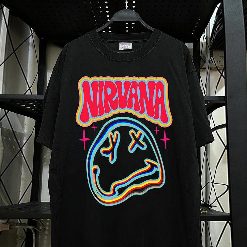 Vintage N!rvana Neon Smiley Face T-Shirt