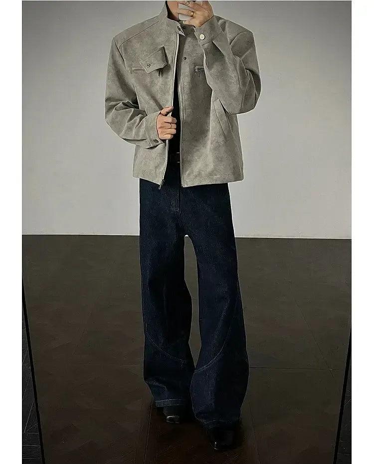 Zip Pocket Moto Micro Suede Jacket