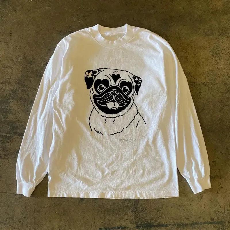 Vintage Heart-Eyed Pug Longsleeve T-Shirt