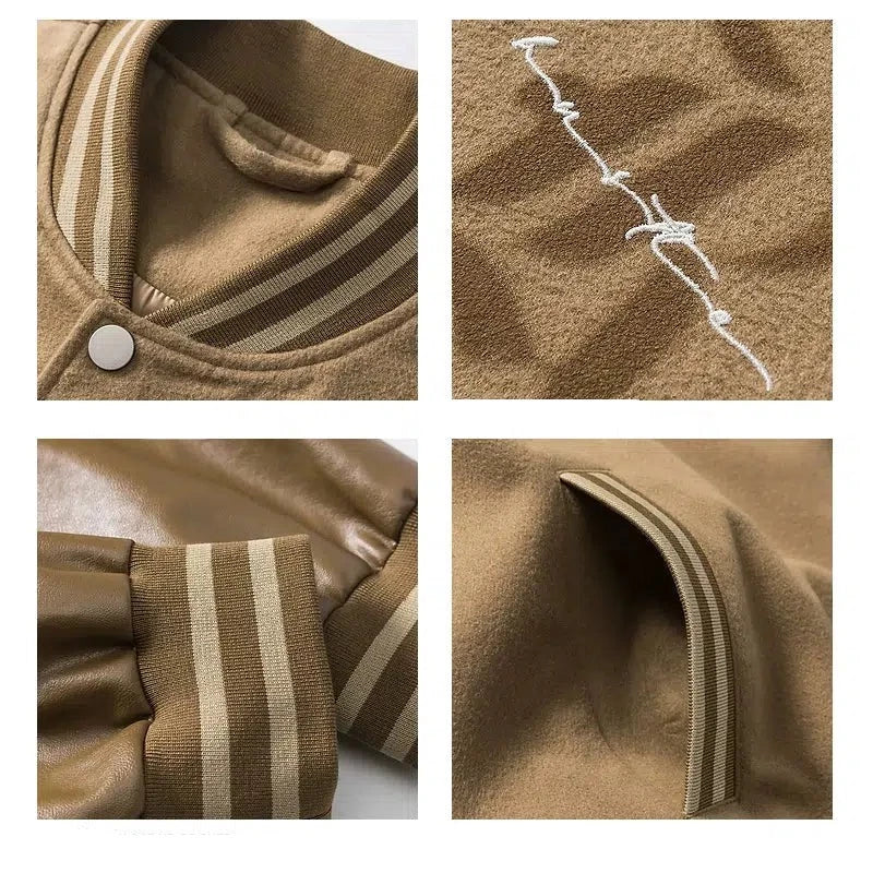 PU Leather Varsity Jacket