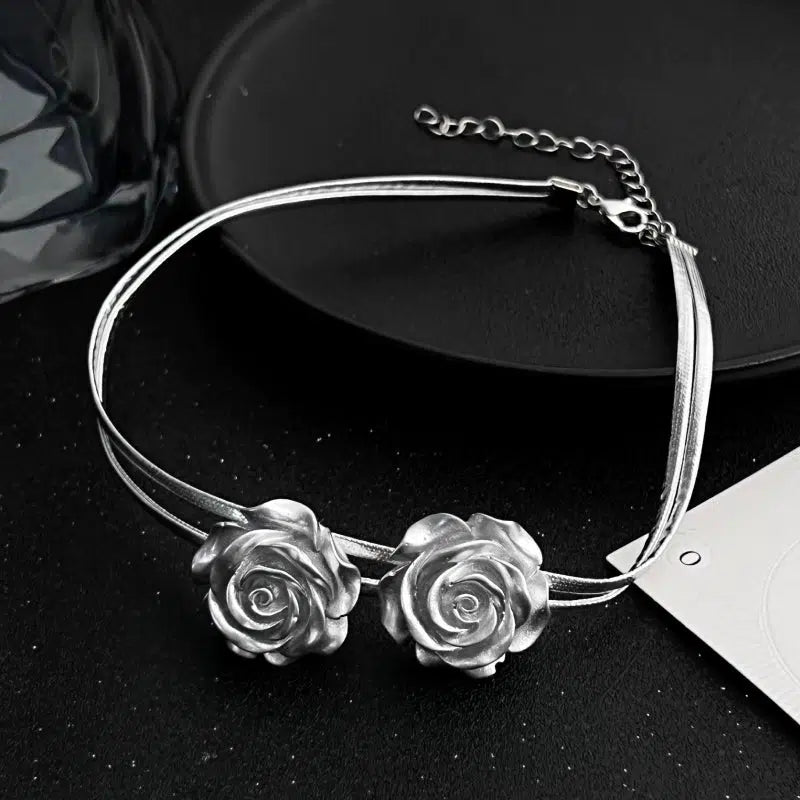 Silver Rose Necklace