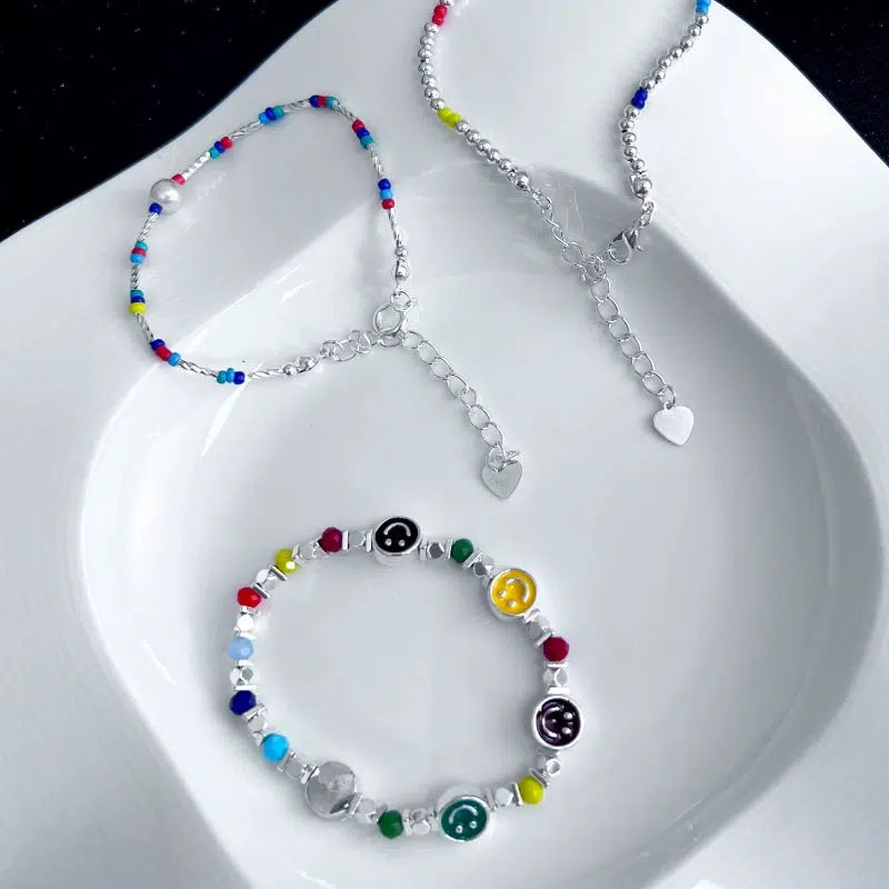 Color Beads Smiley Faces Bracelet