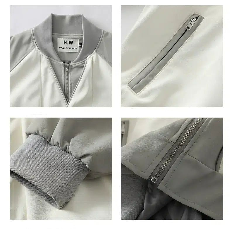 Color Blocked Zip-Up Varsity Jacket