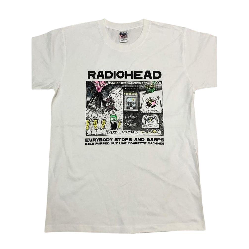 everybody stops and gawps eyes popped out like cigarette machines W.A.S.T.E. Radiohead 2023 Graphic T-shirt Men XXL Green Music Waste cringiest Radiohead line? : r/radiohead