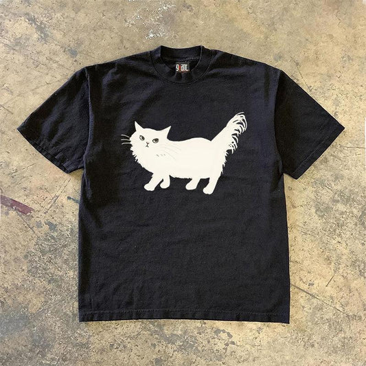 Vintage White Wanderer Cat T-Shirt