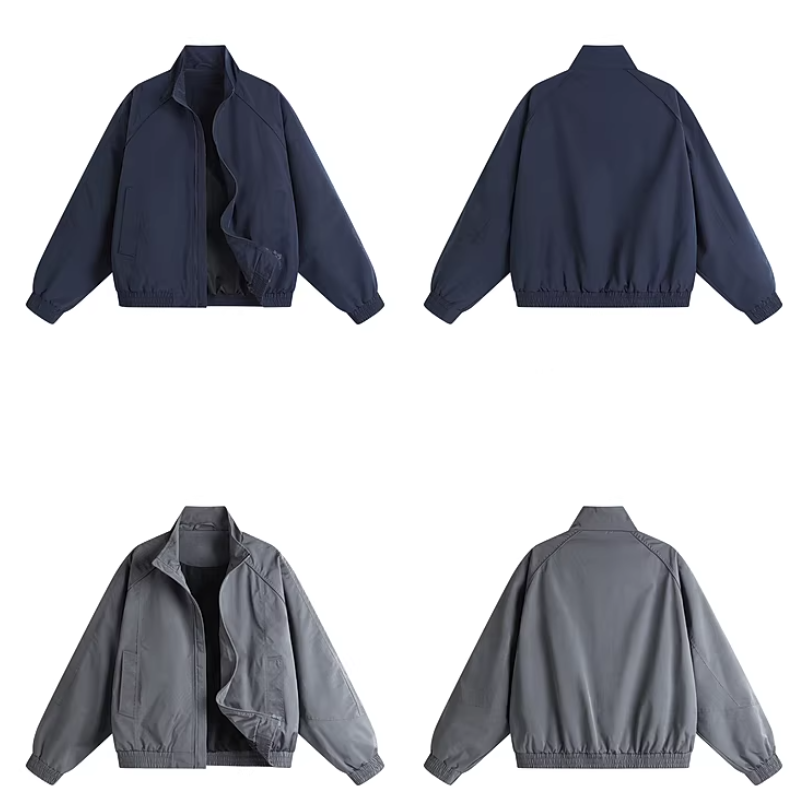 Stand Collar Ruched Hem Jacket