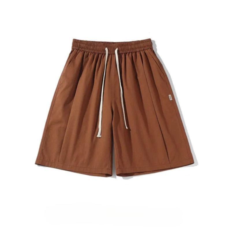 Brown shorts with white drawstrings