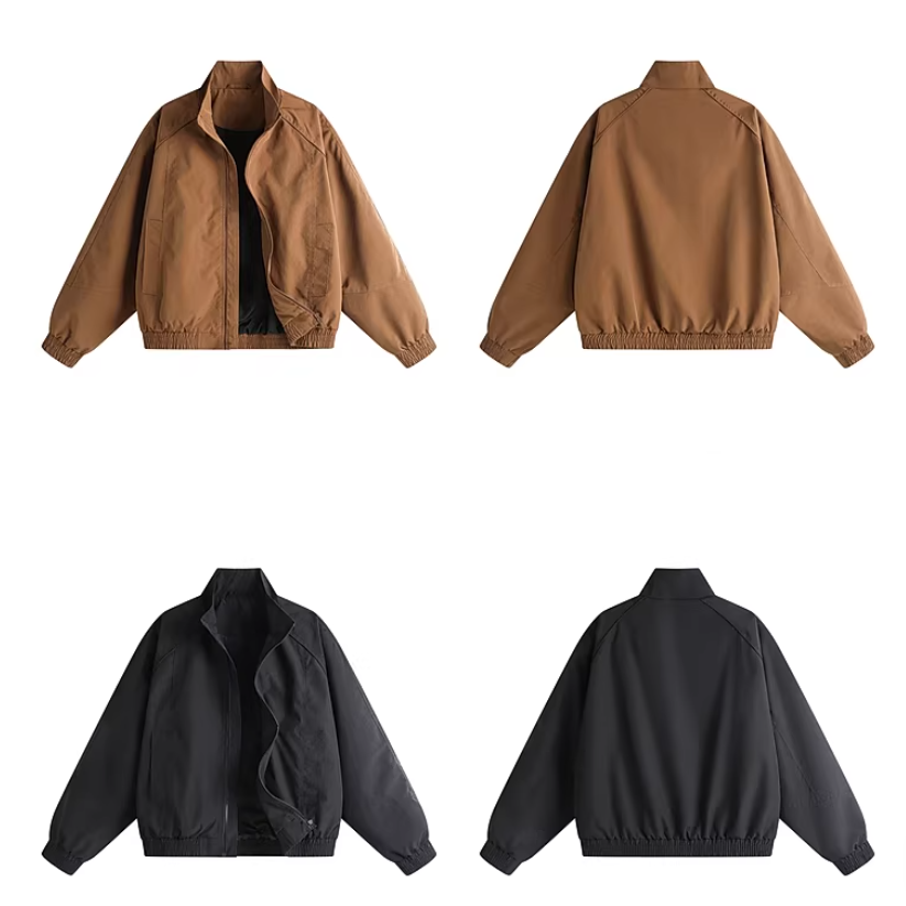 Stand Collar Ruched Hem Jacket