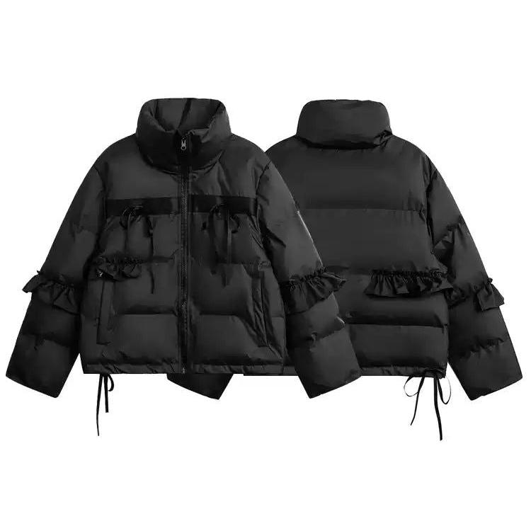 Drawstring Bow Detail Puffer Jacket