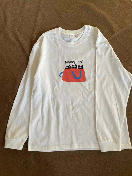 Vintage Happy Cat Longsleeve T-Shirt