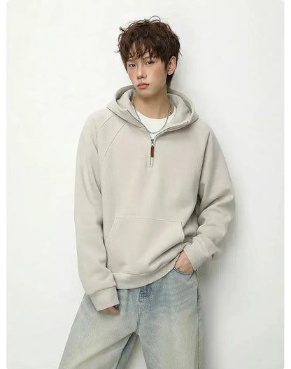 Kangaroo-Pocket Half-Zip Hoodie