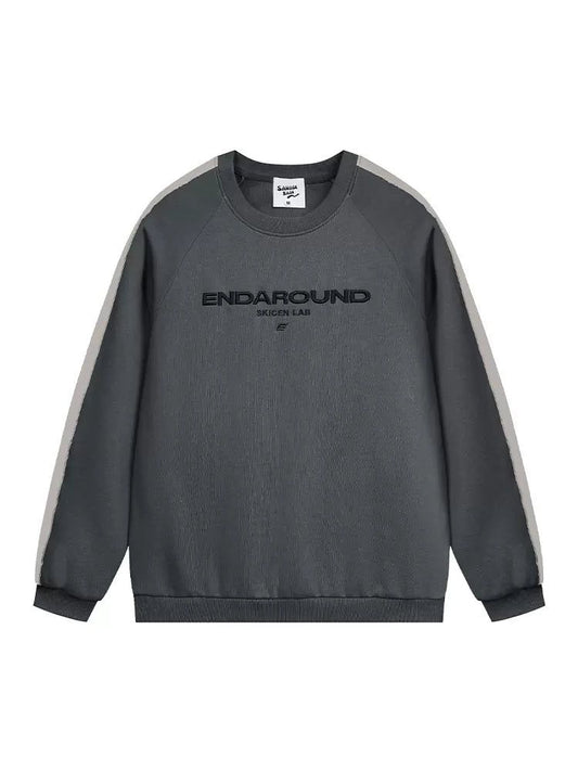 Side Contrast Lettered Crewneck