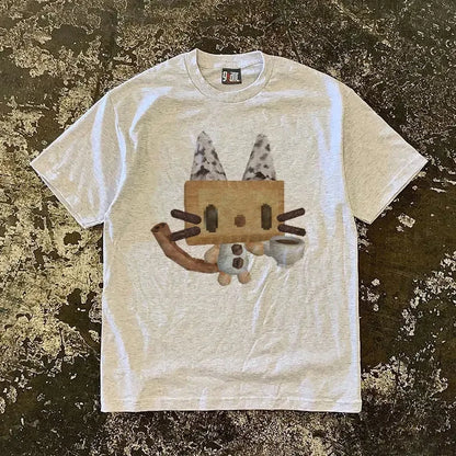 Vintage Coffee Cat Graphic T-Shirt