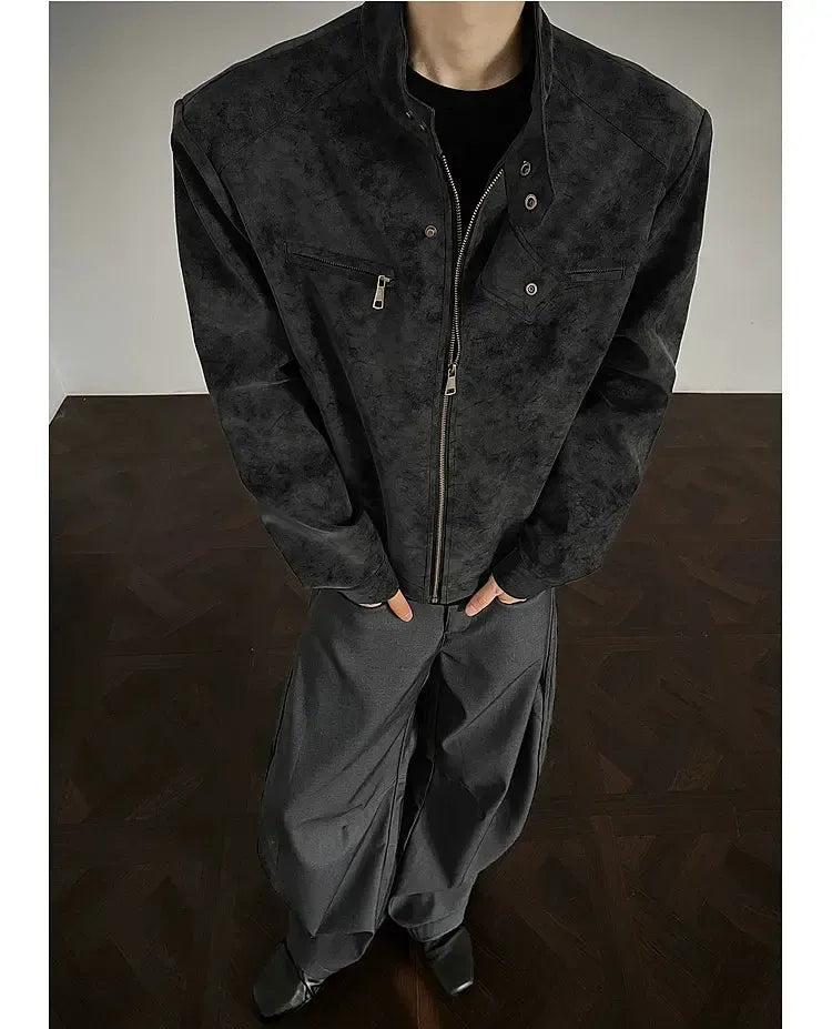 Zip Pocket Moto Micro Suede Jacket