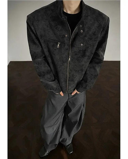 Zip Pocket Moto Micro Suede Jacket