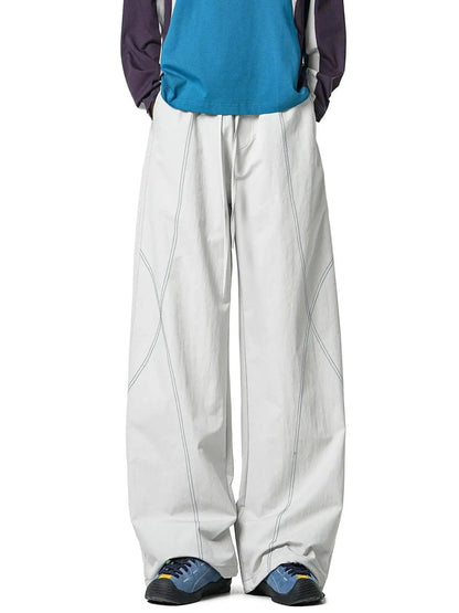 Contrast Stitched Wide Leg Pants