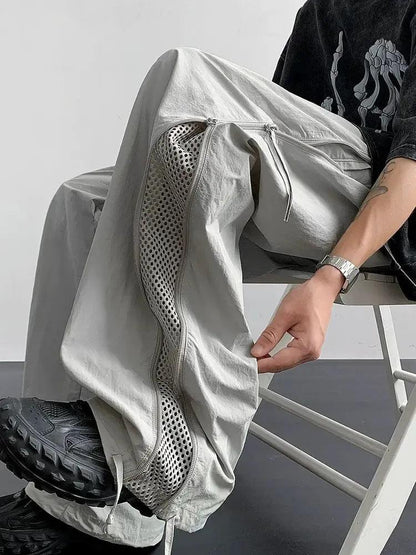 Mesh Paneled Tech Parachute Pants