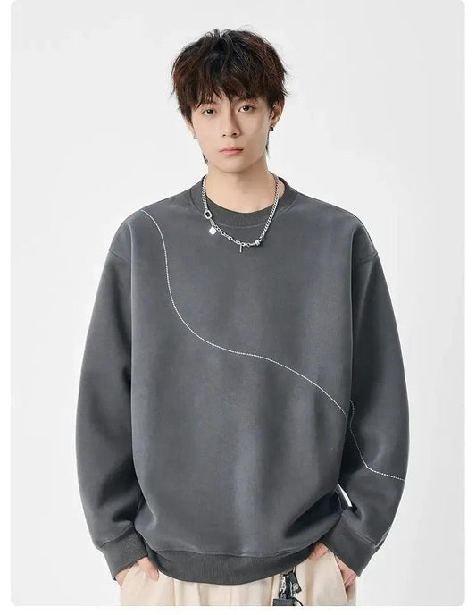 Lined Contrast Casual Fit Crewneck