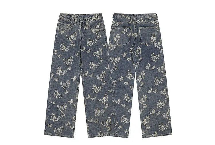 Butterfly Patched Pattern Jeans