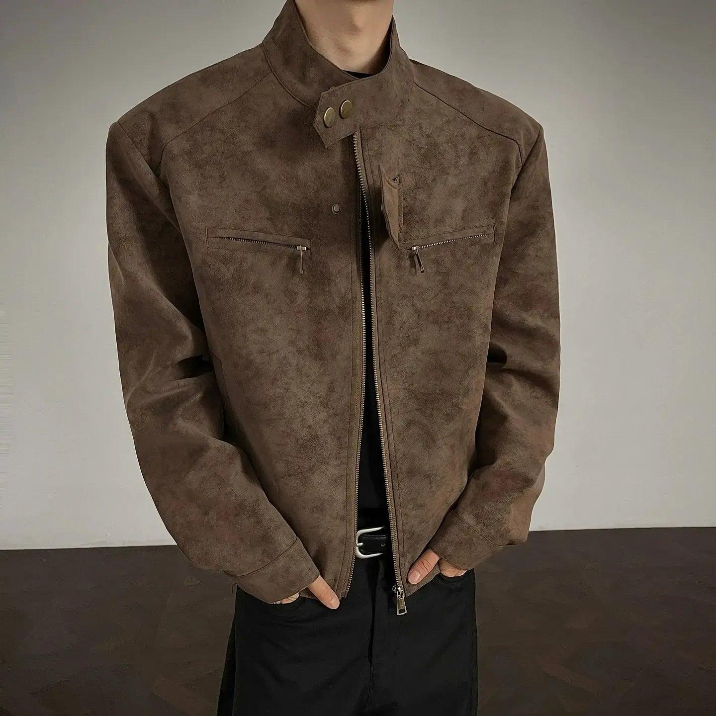 Zip Pocket Moto Micro Suede Jacket