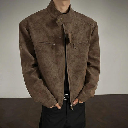 Zip Pocket Moto Micro Suede Jacket