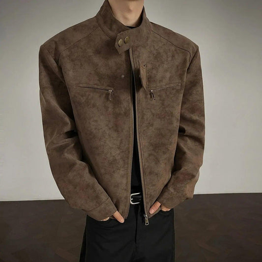 Zip Pocket Moto Micro Suede Jacket