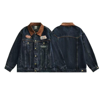 Contrast Color Lapel Denim Jacket