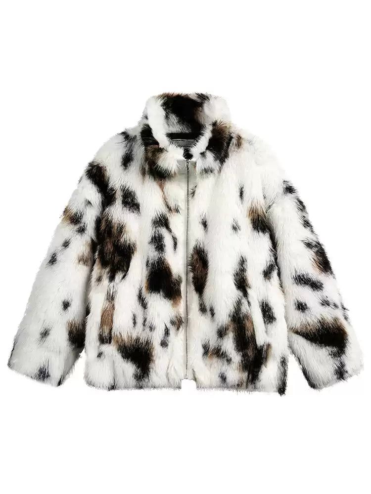 Animal Pattern Furry Jacket