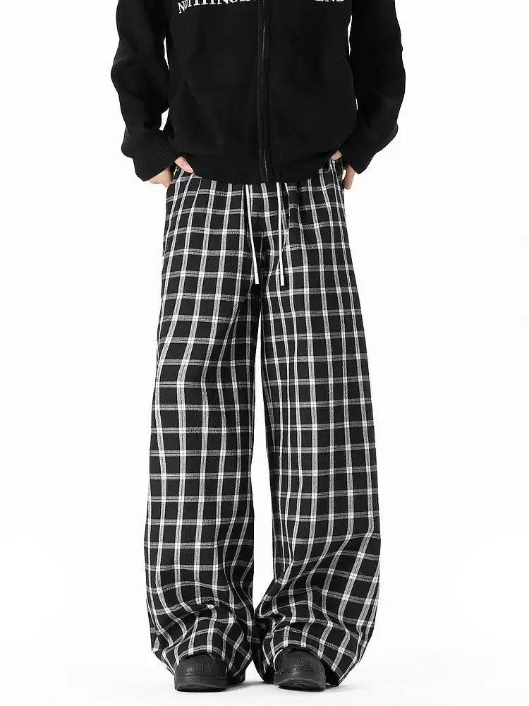 Drawcord Checkered Sports Pants