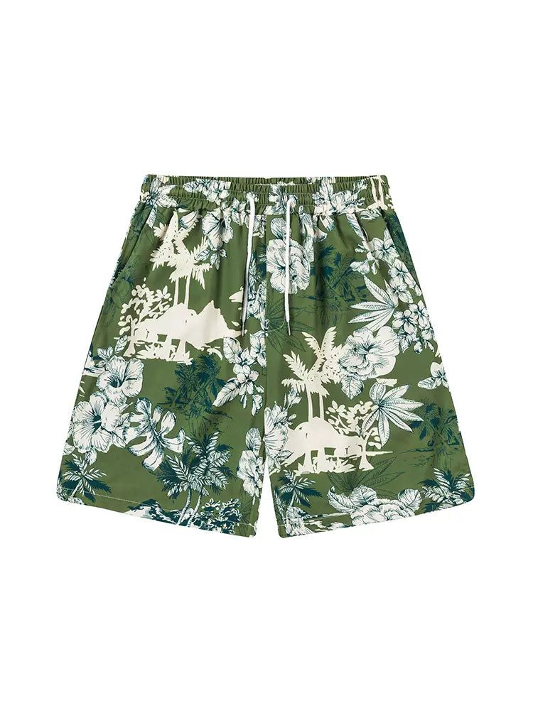 Floral Full-Print Beach Shorts