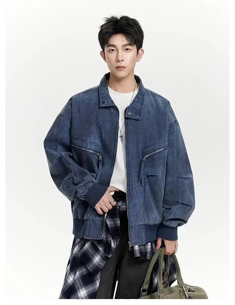 Washed Multi-Pocket Denim Jacket – Streetwear Chef