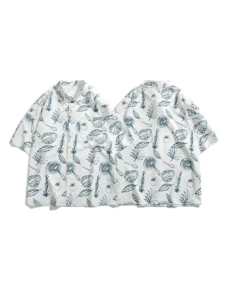 Leaf Full-Print Short Sleeve Shirt