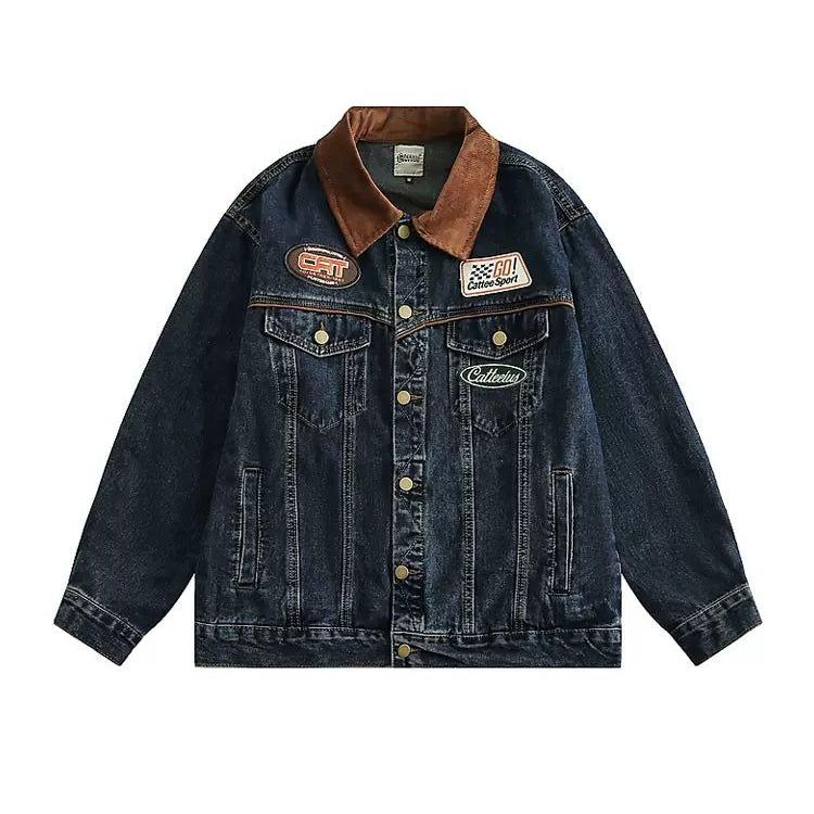 Contrast Color Lapel Denim Jacket