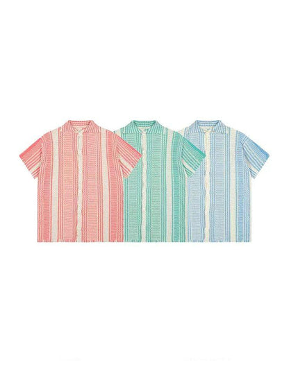 Stripes Crochet Short Sleeve Shirt