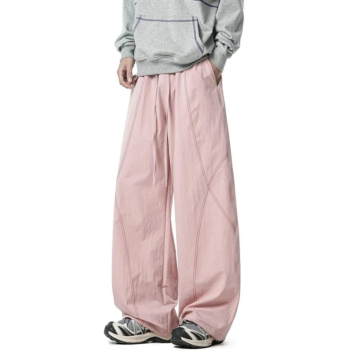 Contrast Stitched Wide Leg Pants