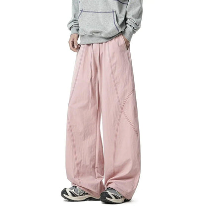 Contrast Stitched Wide Leg Pants