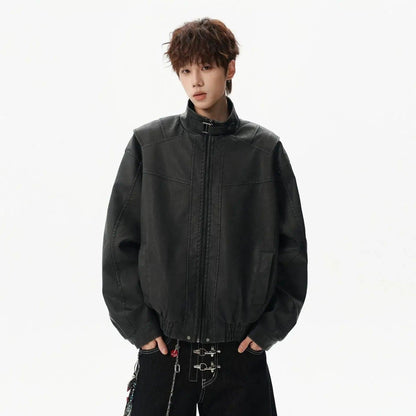 Structured Strapped Stand Collar Jacket