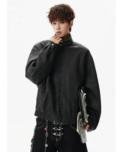 Structured Strapped Stand Collar Jacket