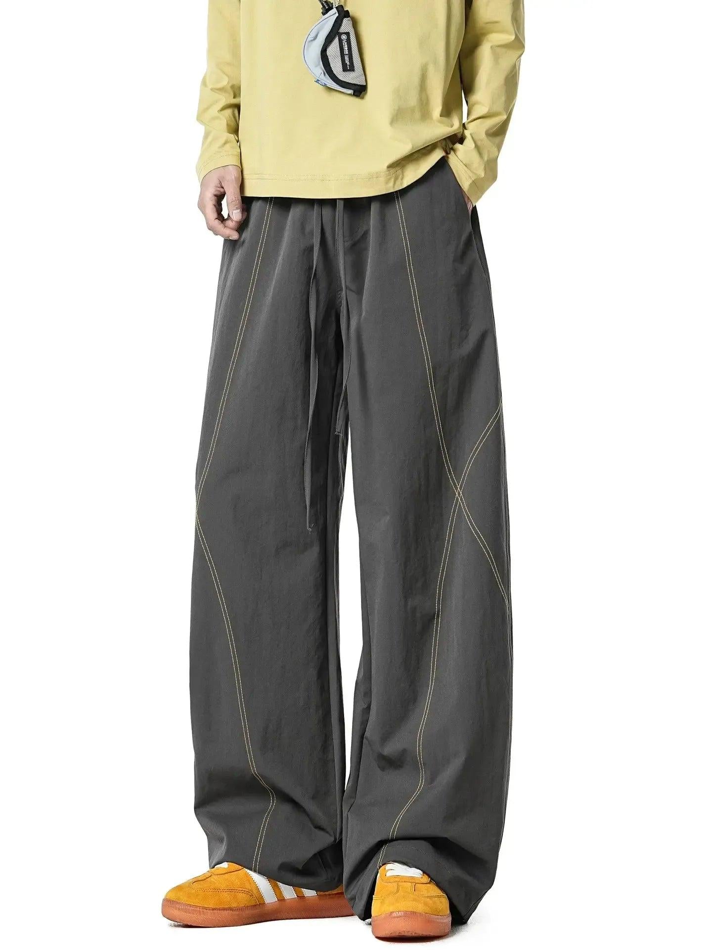 Contrast Stitched Wide Leg Pants
