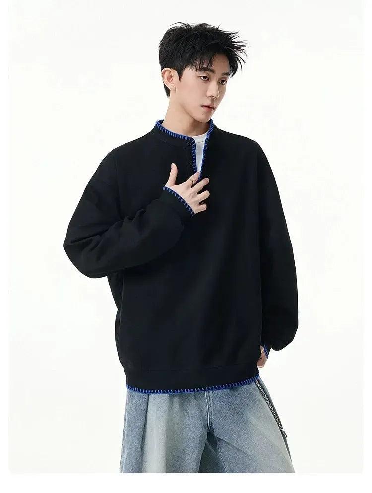 Hand-Stitched Henley Collar L/S T-Shirt