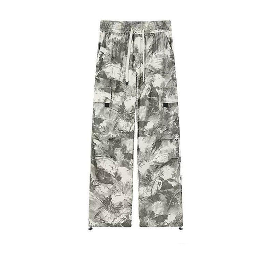 Drawstring Graffiti Camo Cargo Pants