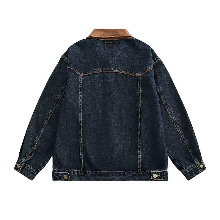 Contrast Color Lapel Denim Jacket