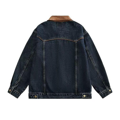 Contrast Color Lapel Denim Jacket