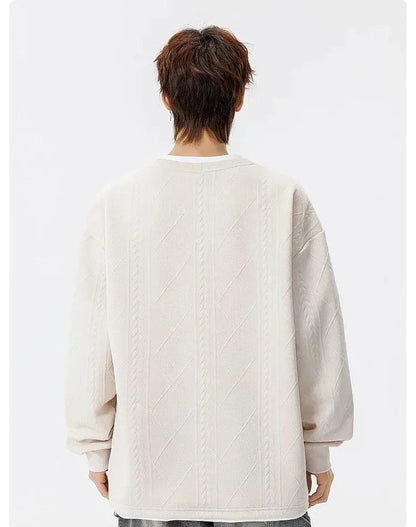 Textured Layered V-Neck L/S T-Shirt