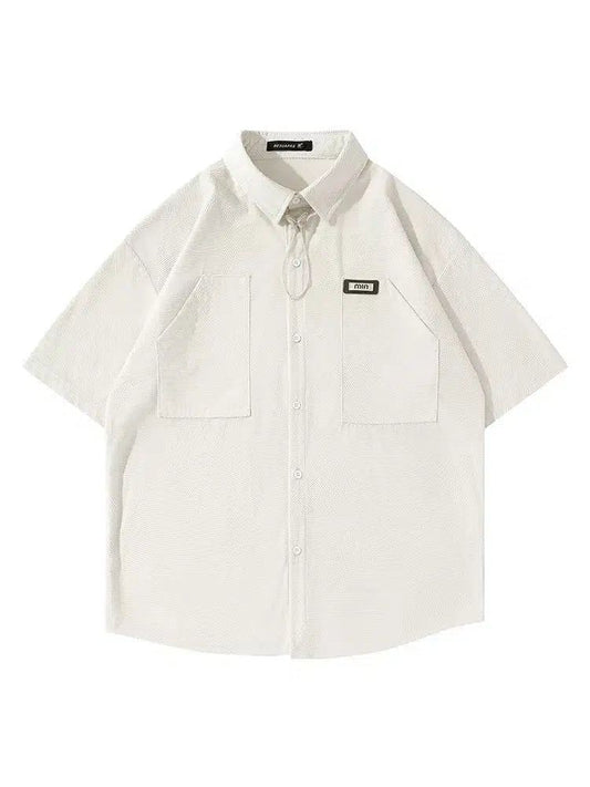 Two-Pockets Drawstring Short Sleeve Shirt