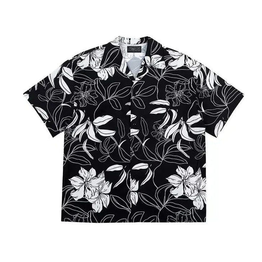 Leaf & Flowery Print Short Sleeve Shirt
