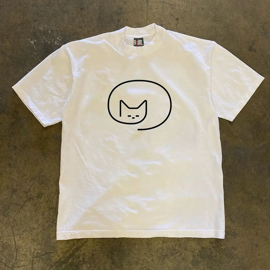 Vintage Minimalist Cat Graphic T-Shirt